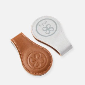 Cloby Clips aimantés en cuir camel (réversible)