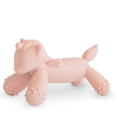 Hochet dentition figurine silicone Mushie (Licorne rose)