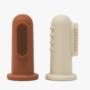 Lot de 2 brosses à dents à doigt Mushie (Caramel / Beige)