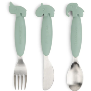 Lot de 3 couverts en inox Done By Deer (Deer Friends Green)