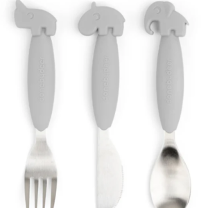 Lot de 3 couverts en inox Done By Deer (Deer Friends Grey)