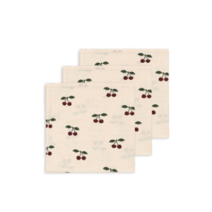 Lot de 3 langes tétra Konges Slojd 65x65cm (Ma grande Cerise)