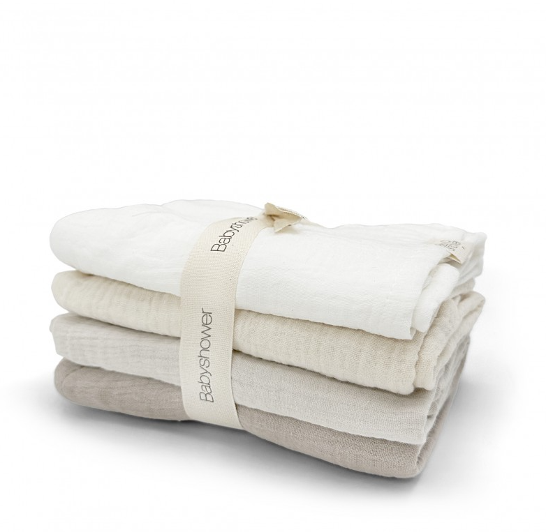 Lot de 4 langes tétra 70x70cm Babyshower (Ivory Mix)