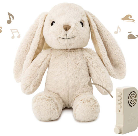 Peluche Bubbly Bunny 'Bruits blancs' + sons apaisants/musiques Cloud B
