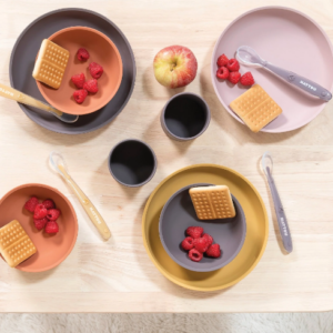 Set repas en silicone 4 pièces Nattou (Aubergine)