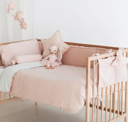 Tour de lit en gaz de coton Babyshower (Nude Powder)