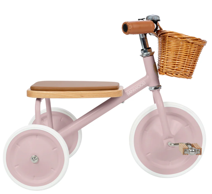 Tricycle vintage Banwood + panier (Dusty pink)