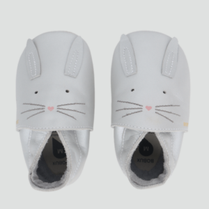 Chaussons en cuir souple Bobux - Silver Hop (Lapin argenté)