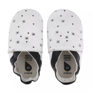 Chaussons en cuir souple Bobux - Snow Flakes White