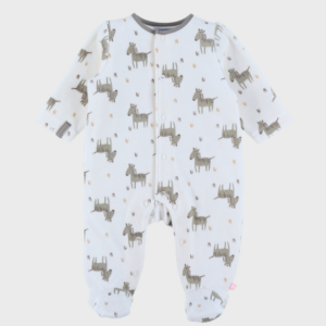 Pyjama velours blanc imprimé Zebres Noukies