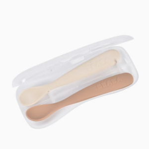Lot de 2 cuillères premier âge en silicone Beaba (Unicolor Argile)