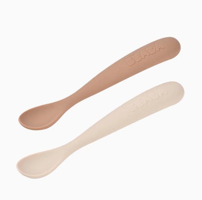 Lot de 2 cuillères premier âge en silicone Beaba (Unicolor Argile)