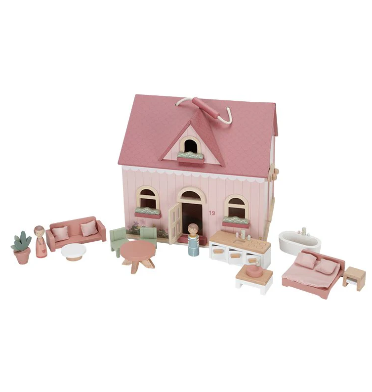 Maison de poupée portable en bois Little Dutch (19 accessoires)