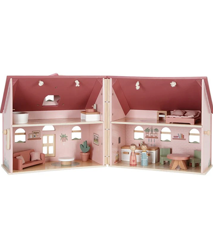 Maison de poupée portable en bois Little Dutch (19 accessoires)