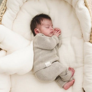 Pantalon tricot 100% coton bio Babyshower (Beige)