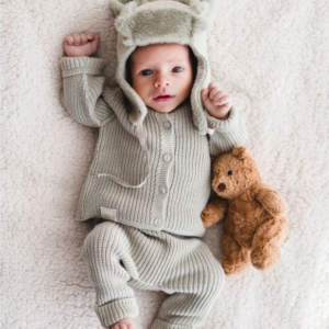 Pantalon tricot 100% coton bio Babyshower (Dune)