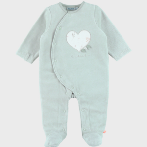 Pyjama velours menthe coeur brodé Noukies