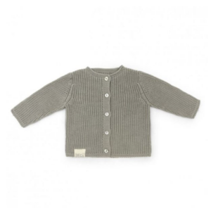 Cardigan tricot 100% coton bio Babyshower (Dune)