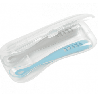 Lot de 2 cuillères premier âge en silicone Beaba (bleu/gris)