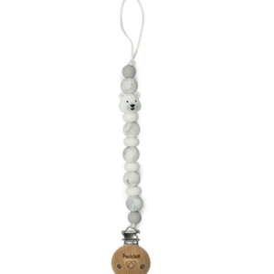 Attache tétine en perles de silicone Pericles (Ours blanc)