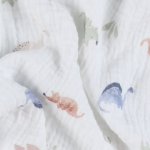 Lot de 3 langes tétra 70x70cm 100% coton bio Noukies (Dinos)
