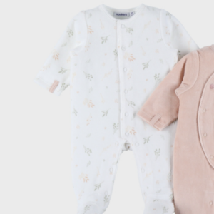 Pyjama bébé velours blanc fleuri Noukies
