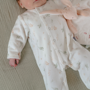 Pyjama bébé velours blanc fleuri Noukies