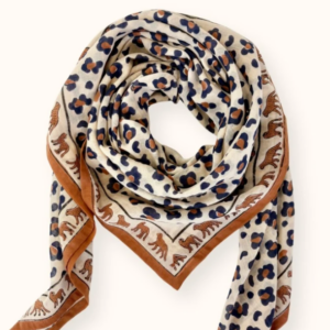 Foulard 100x100cm Big Dupatta Apaches (Leopard Rust)