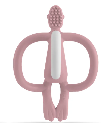 Hochet de dentition en silicone Monkey Matchstick (Dusty Pink)