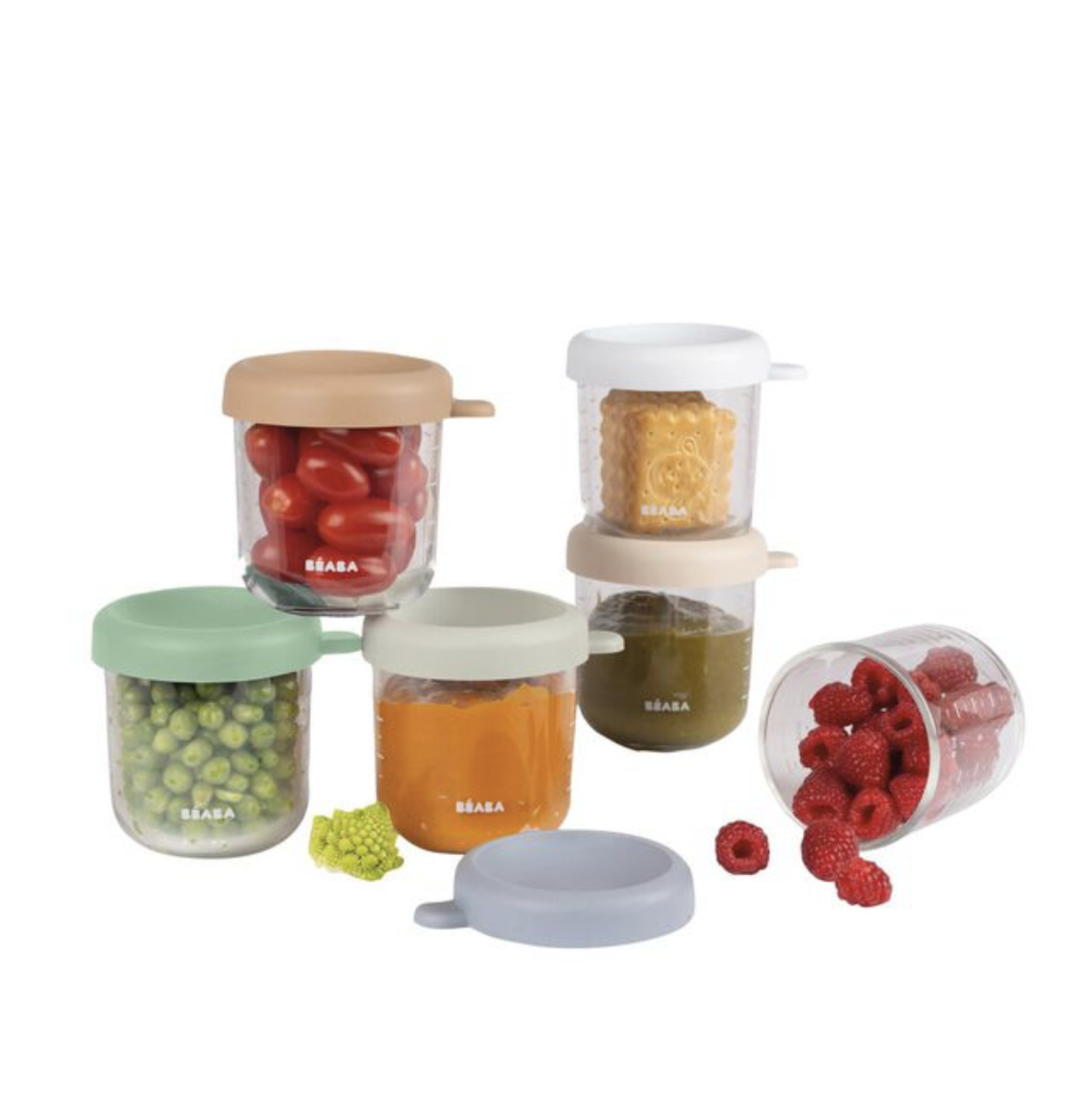 Lot de 6 portions repas en verre 250ml Beaba (Natural)