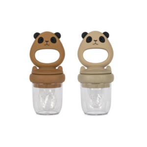 Lot de 2 tétines grignoteuses Konges Slojd (Panda Caramel/Warm Grey)