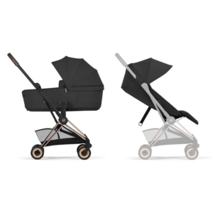 Pack Duo CYBEX Coya Comfort chassis Rosegold + Nacelle pliable (Black)