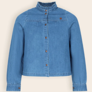 Blouse col mao denim bleu NONO
