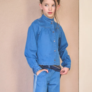 Blouse col mao denim bleu NONO