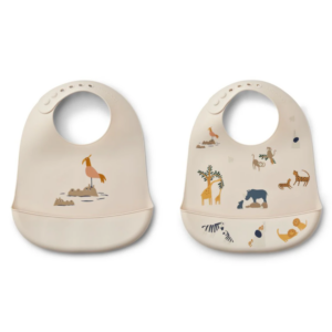 Lot de 2 bavoirs à rigole en silicone Tilda Liewood (All Together/Sandy)