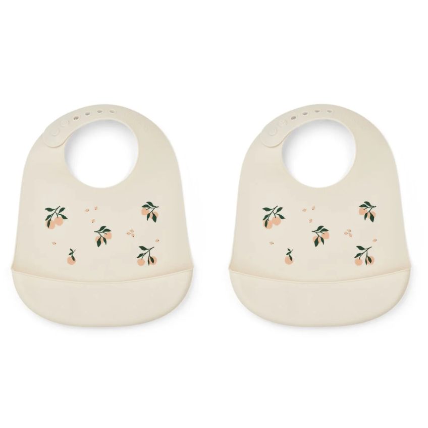 Lot de 2 bavoirs à rigole en silicone Tilda Liewood (Peach Sea Shell)