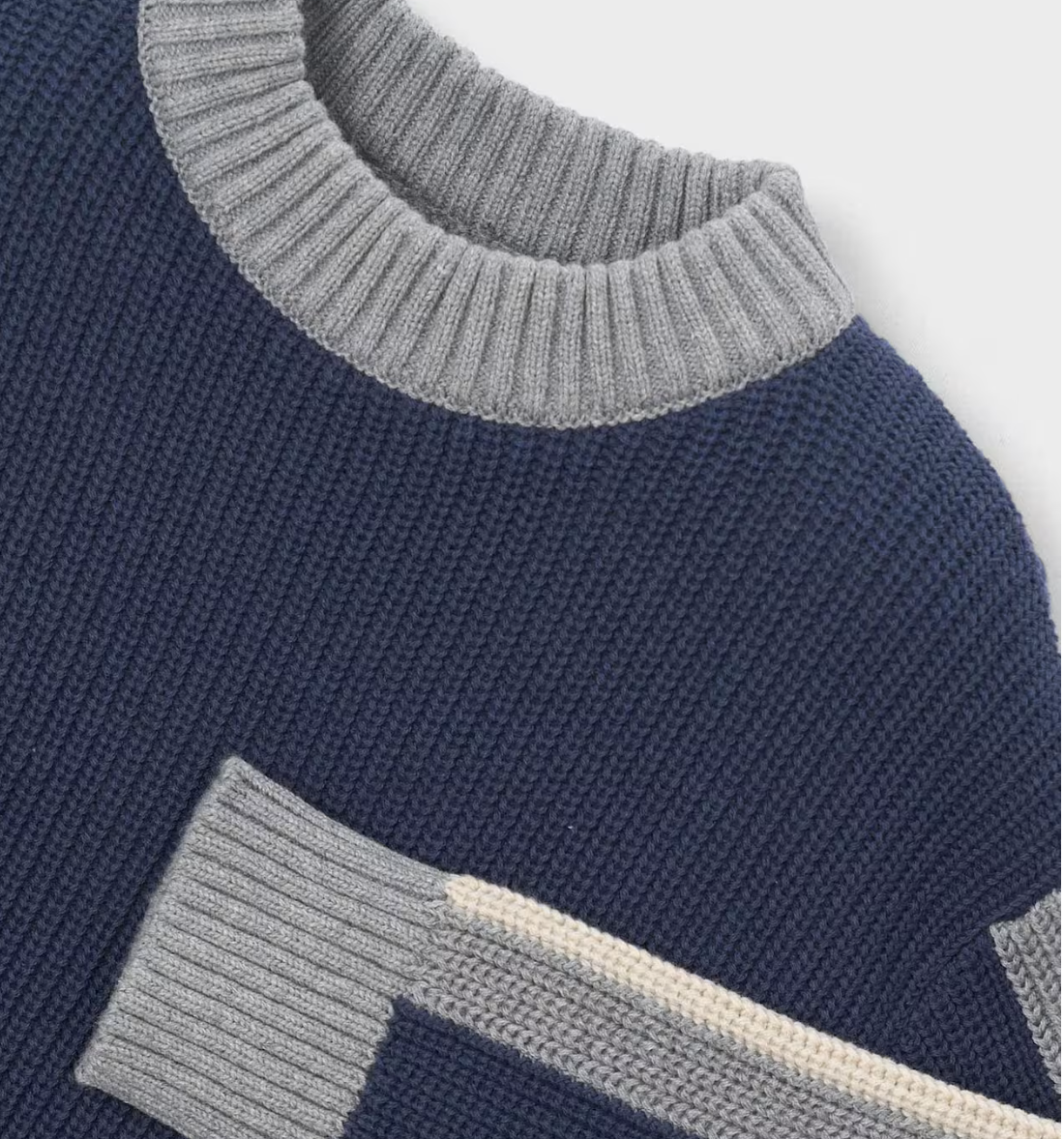 Pull en maille tri-color navy Mayoral