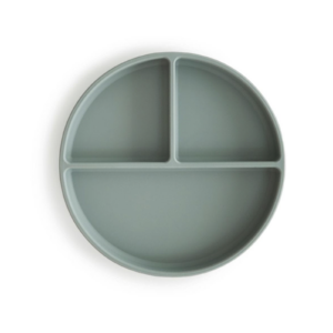 Assiette en silicone à ventouse/compartiments Mushie (Cambridge Blue)
