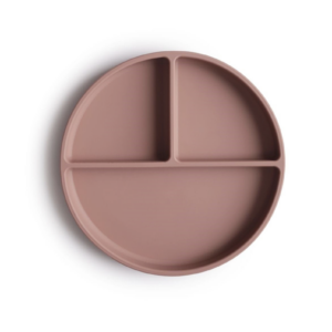Assiette en silicone à ventouse/compartiments Mushie (Cloudy Mauve)