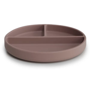 Assiette en silicone à ventouse/compartiments Mushie (Cloudy Mauve)