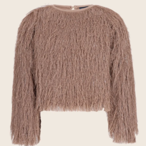 Blouse à franges taupe Like Flo