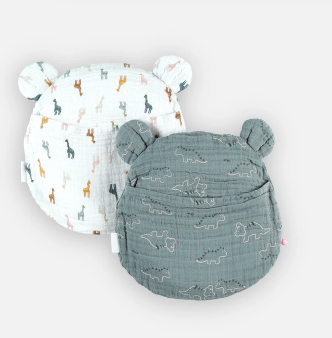 Coussin anti-tête plate + 2 housses en gaz de coton Noukies (Bleu)