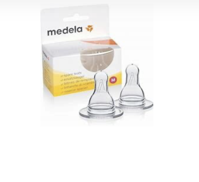 Lot de 2 tétines pour biberon Medela (Debit Medium - M)