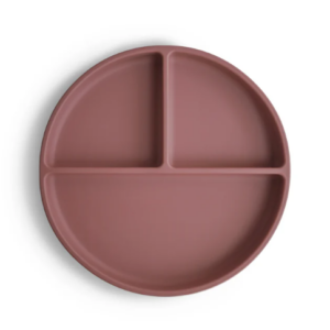Assiette en silicone à ventouse/compartiments Mushie (Woodchuck)