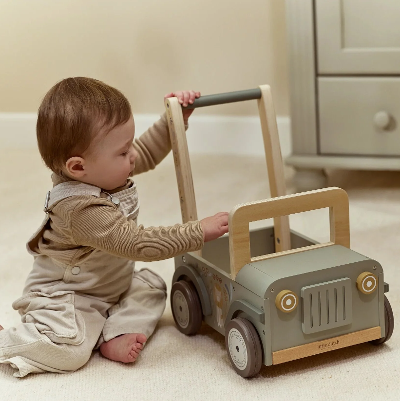 Chariot de marche en bois Little Dutch (Voiture Safari Friends)
