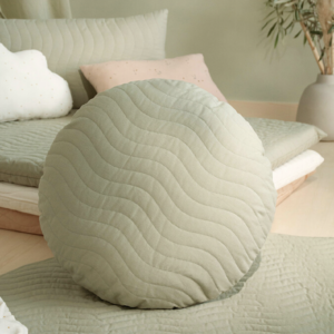 Coussin rond déhoussable Sitges Nobodinoz (Linden Green)