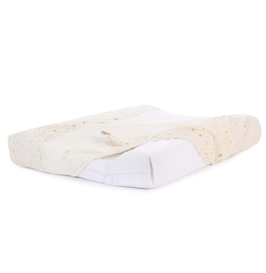 Housse de matelas à langer jersey Calma Nobodinoz (Gold Stella/Natural)