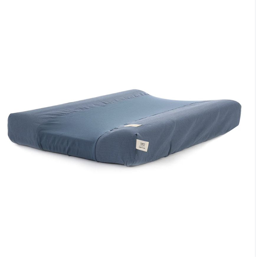 Housse de matelas à langer jersey Calma Nobodinoz (Honey Comb/Night Blue)