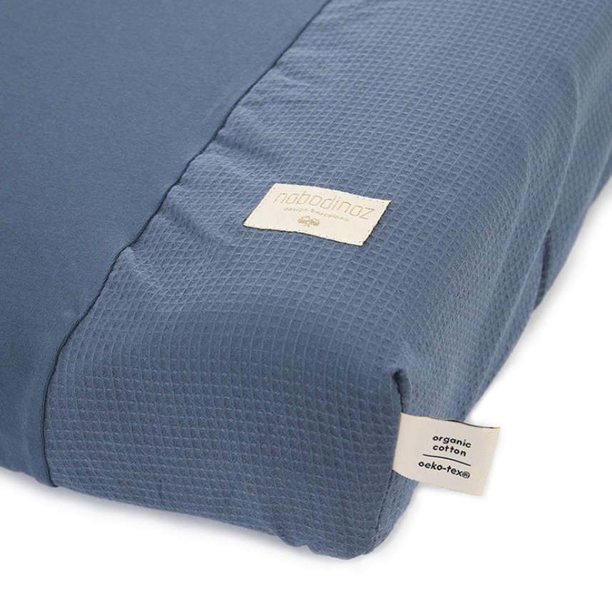 Housse de matelas à langer jersey Calma Nobodinoz (Honey Comb/Night Blue)