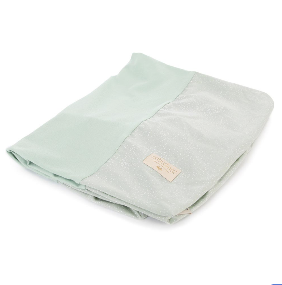 Housse de matelas à langer jersey Calma Nobodinoz (White bubble/Aqua)